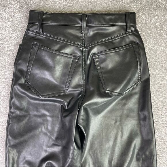 Abercrombie & Fitch Faux Leather Pants Women's 27 Black 90's Straight High Rise - Picture 4 of 10
